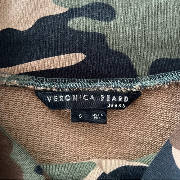 Veronica Beard Everly Camouflage Cowl Neck Sweatshirt Cuffed Sleeves Size Small - Picture 9 of 10